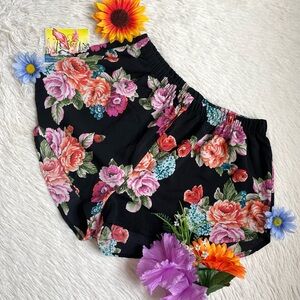 Ambiance Apparel black and pink floral shorts
